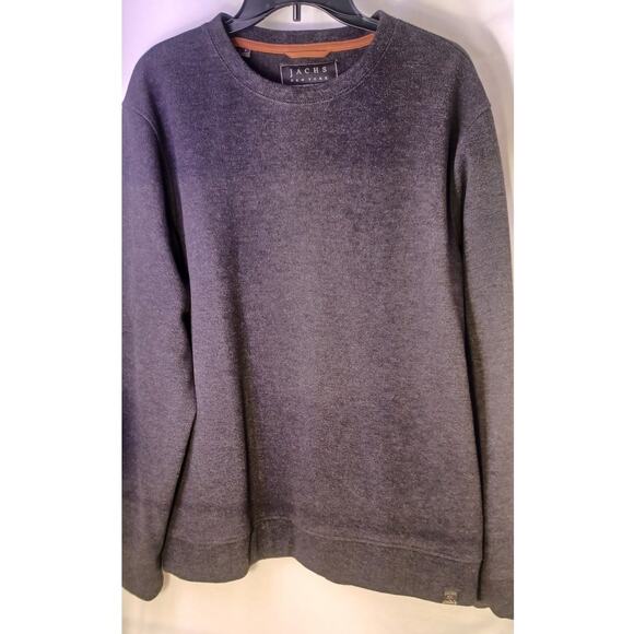 Jachs New York Men's Large Gray Wool Blend Crewneck Sweater Herringbone Pattern - Picture 3 of 8
